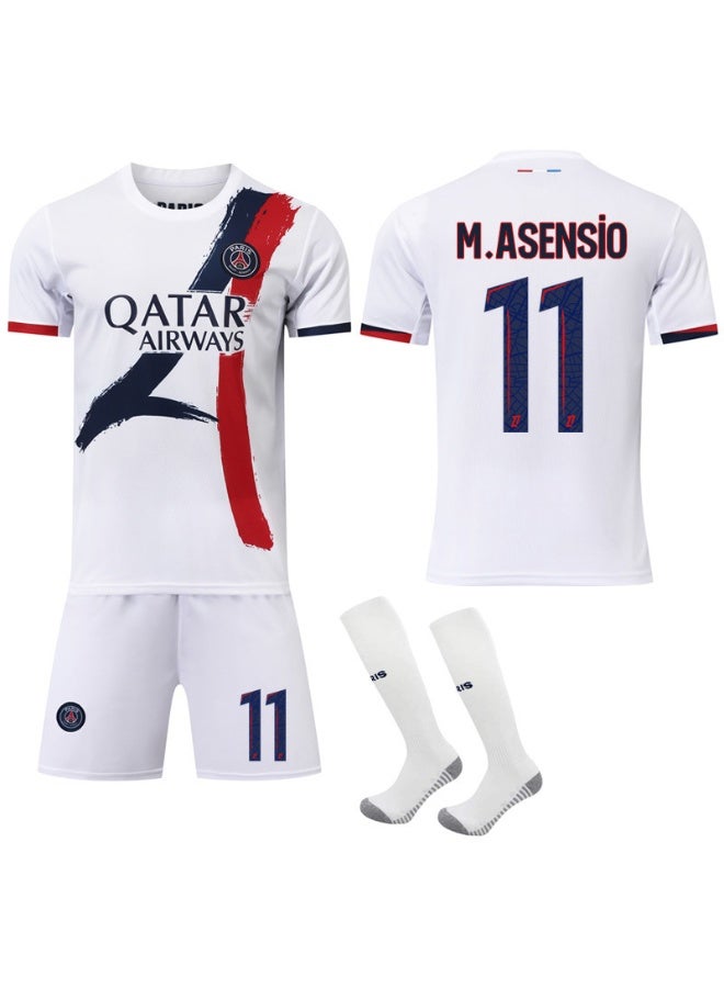 PSG 2024-2025 باريس بعيدا زي كرة القدم #11 م أسينسيو كرة القدم جيرسي السراويل الجوارب مجموعة الأطفال حجم والكبار حجم الهدايا للجماهير والأصدقاء - Image 1